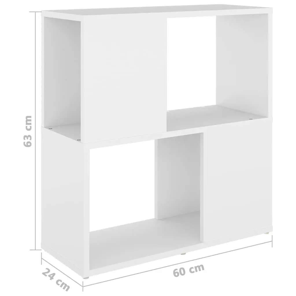 White Book Cabinet with Durable 2-Tier Shelves