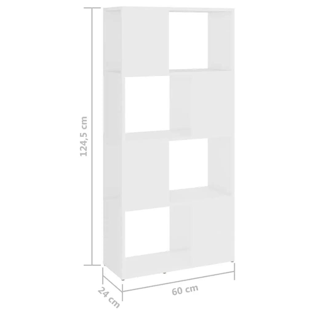 White Book Cabinet Room Divider with 4 Compartments