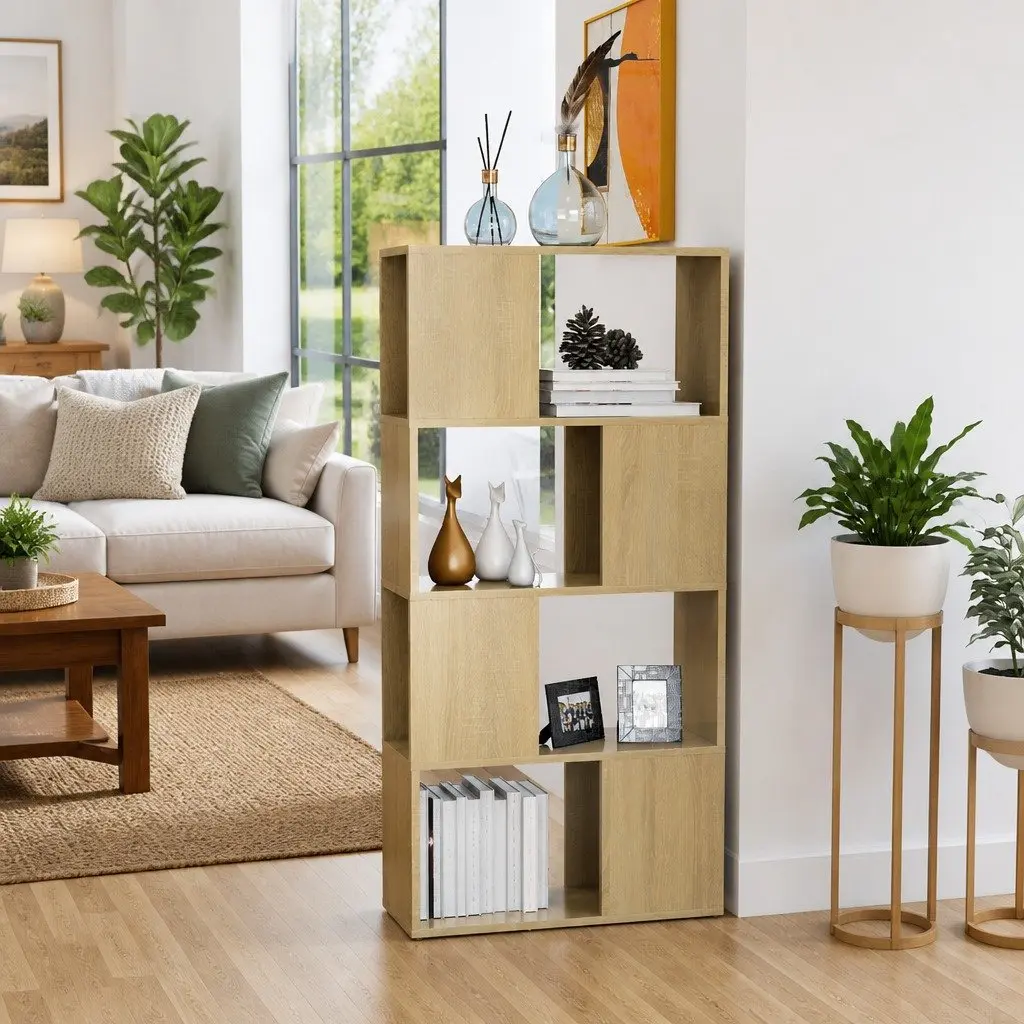 Bookcase Engineered Wood 60x24x124.5cm Sonoma Oak Room Divider Storage Shelving