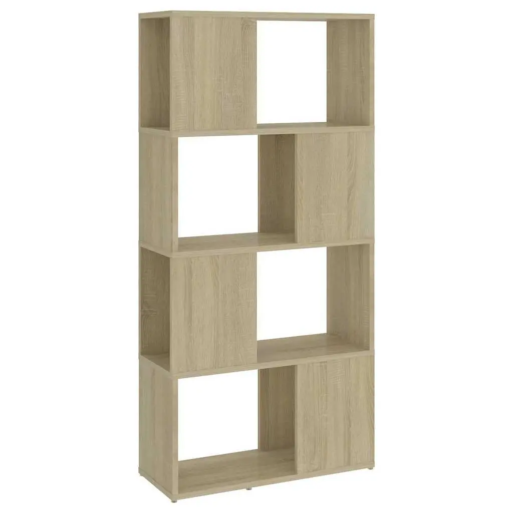 Bookcase Engineered Wood 60x24x124.5cm Sonoma Oak Room Divider Storage Shelving