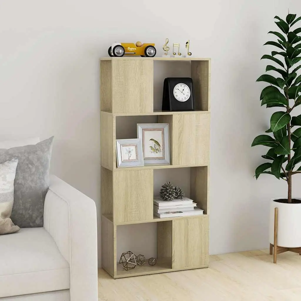 Bookcase Engineered Wood 60x24x124.5cm Sonoma Oak Room Divider Storage Shelving