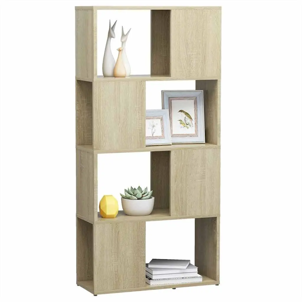Bookcase Engineered Wood 60x24x124.5cm Sonoma Oak Room Divider Storage Shelving