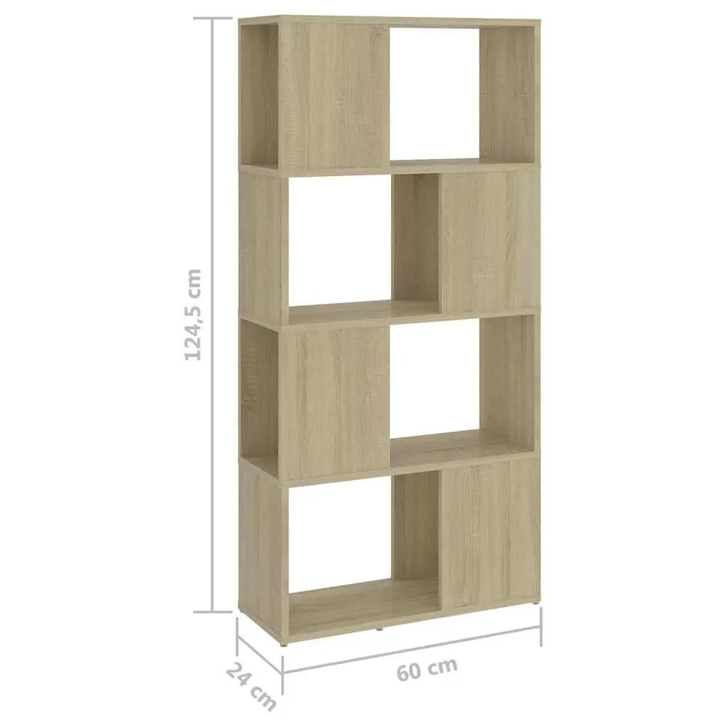 Bookcase Engineered Wood 60x24x124.5cm Sonoma Oak Room Divider Storage Shelving