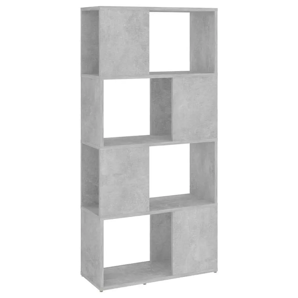 Book Cabinet Storage Organizer Grey 4 Compartment Shelving Unit