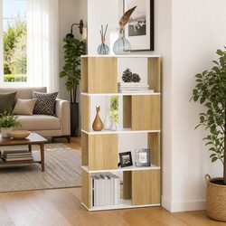 Sturdy Room Divider Bookshelf with 4 Spacious Compartments