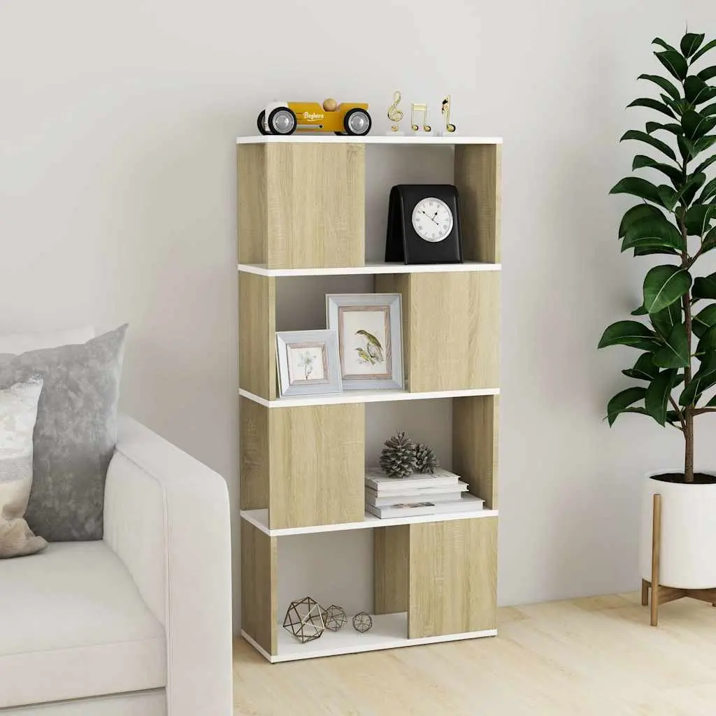 Room Divider Bookshelf with 4 Spacious Compartments