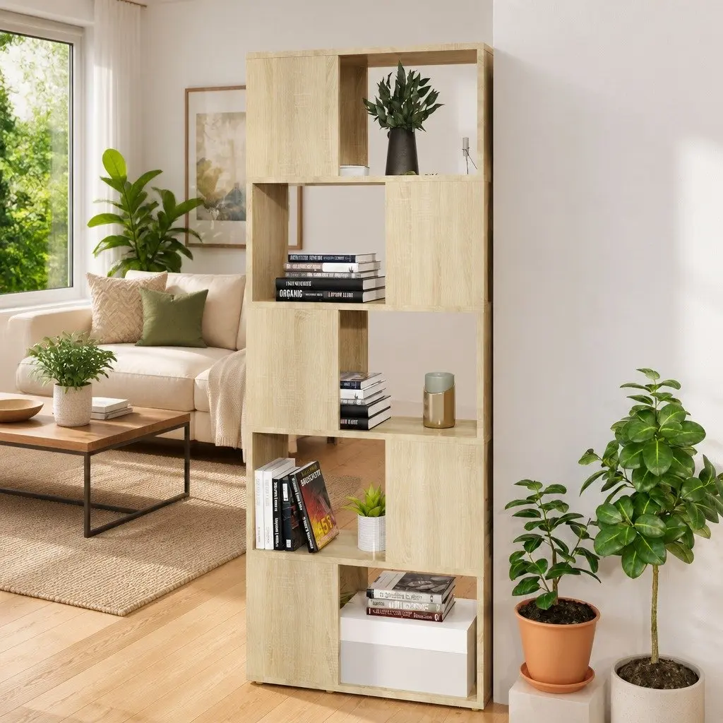 Bookcase Engineered Wood 60x24x155 cm Brown Room Divider Open Shelf Storage Unit