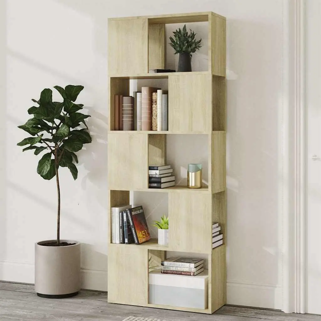 Bookcase Engineered Wood 60x24x155 cm Brown Room Divider Open Shelf Storage Unit
