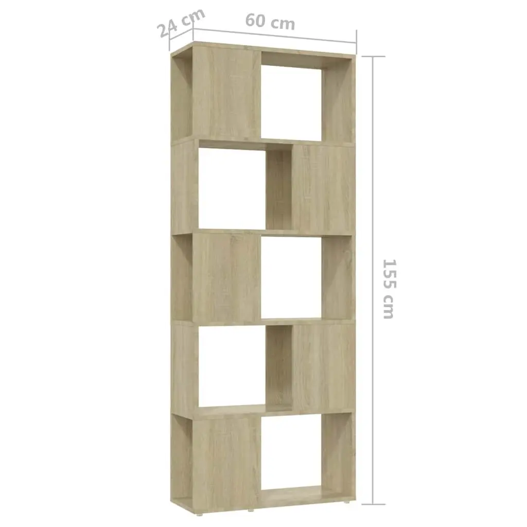 Bookcase Engineered Wood 60x24x155 cm Brown Room Divider Open Shelf Storage Unit