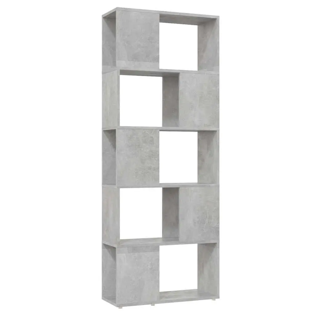 Book Cabinet Engineered Wood 60W x 24D x 155H cm Grey Shelving Unit Open Storage Organiser Bookcase