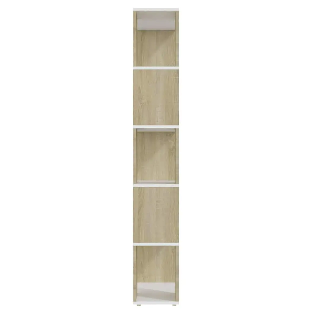 Bookcase Engineered Wood 60x24x155cm White & Sonoma Oak Room Divider Storage Shelf