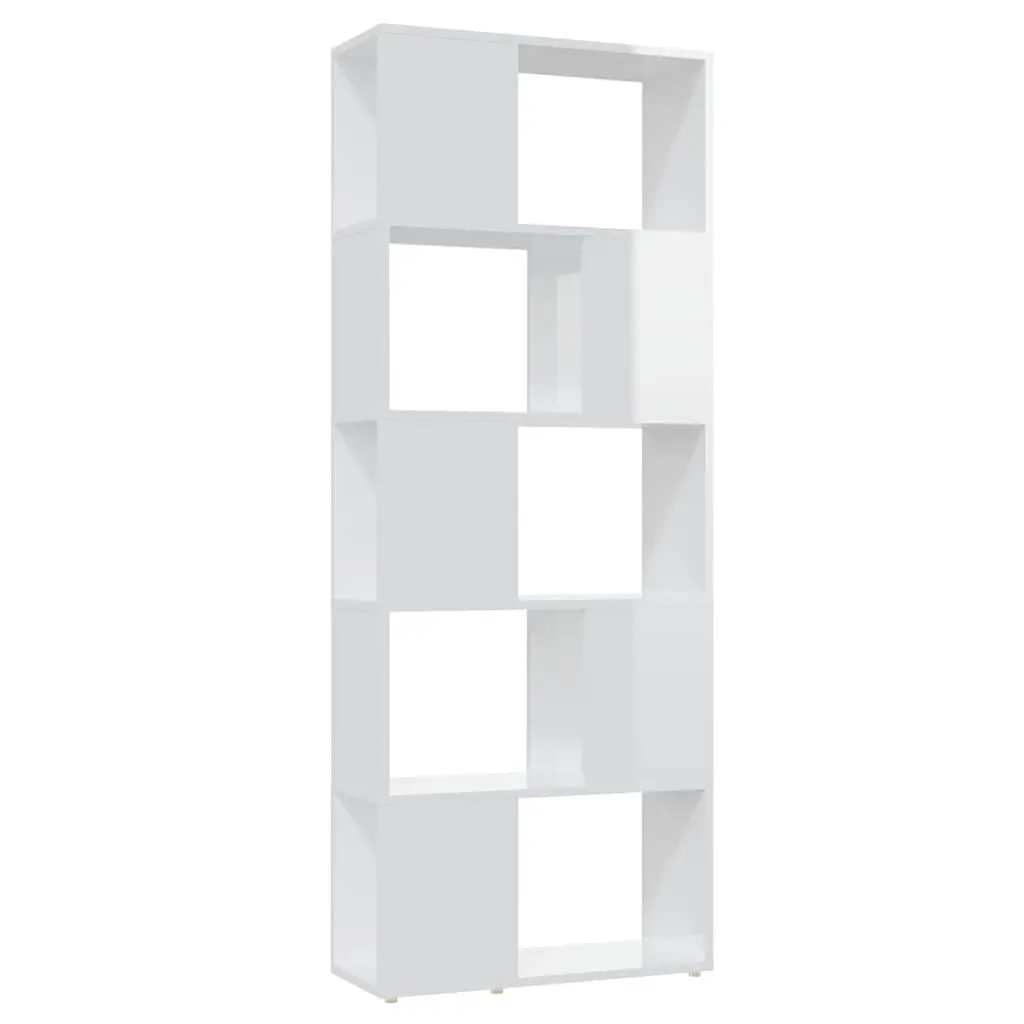 High Gloss White Book Cabinet Room Divider with Ample Storage