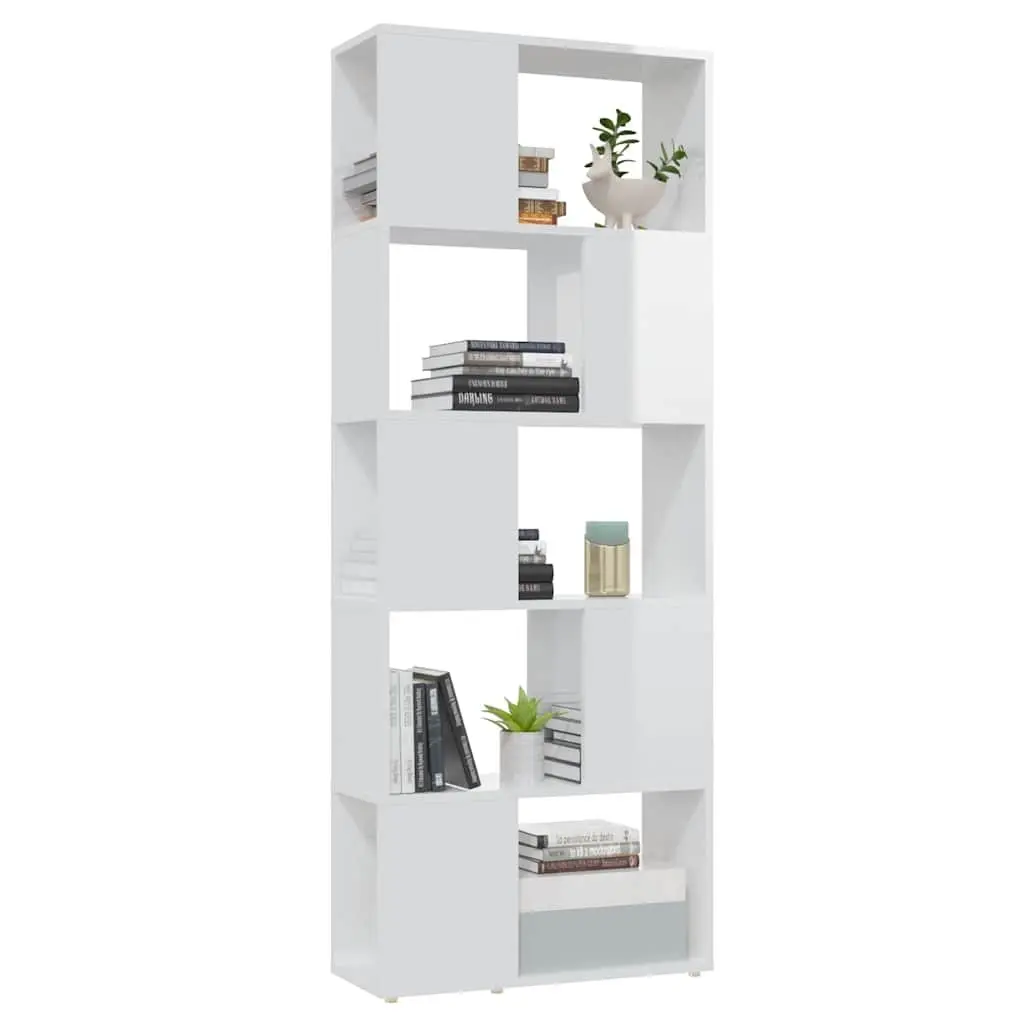 High Gloss White Book Cabinet Room Divider with Ample Storage