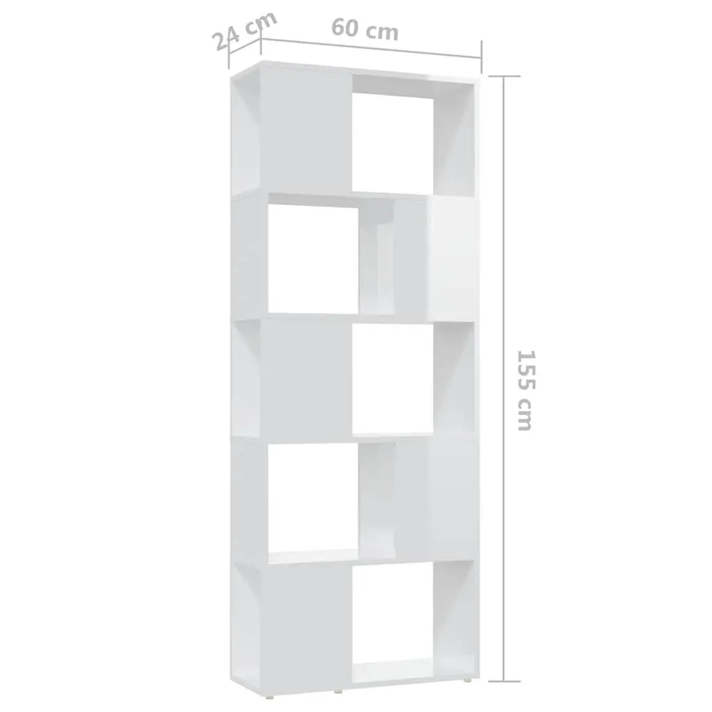 High Gloss White Book Cabinet Room Divider with Ample Storage