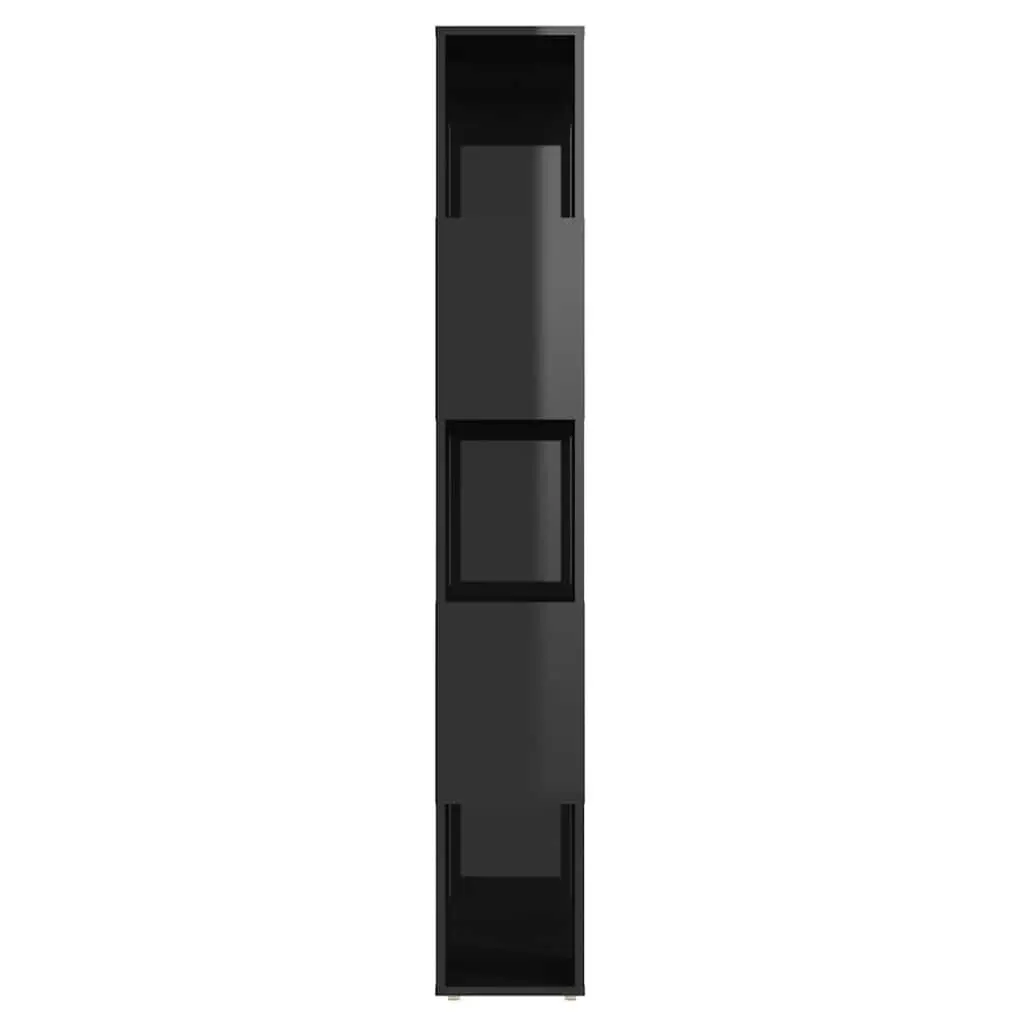 Book Cabinet Engineered Wood 60x24x155cm High Gloss Black Room Divider Shelving Unit