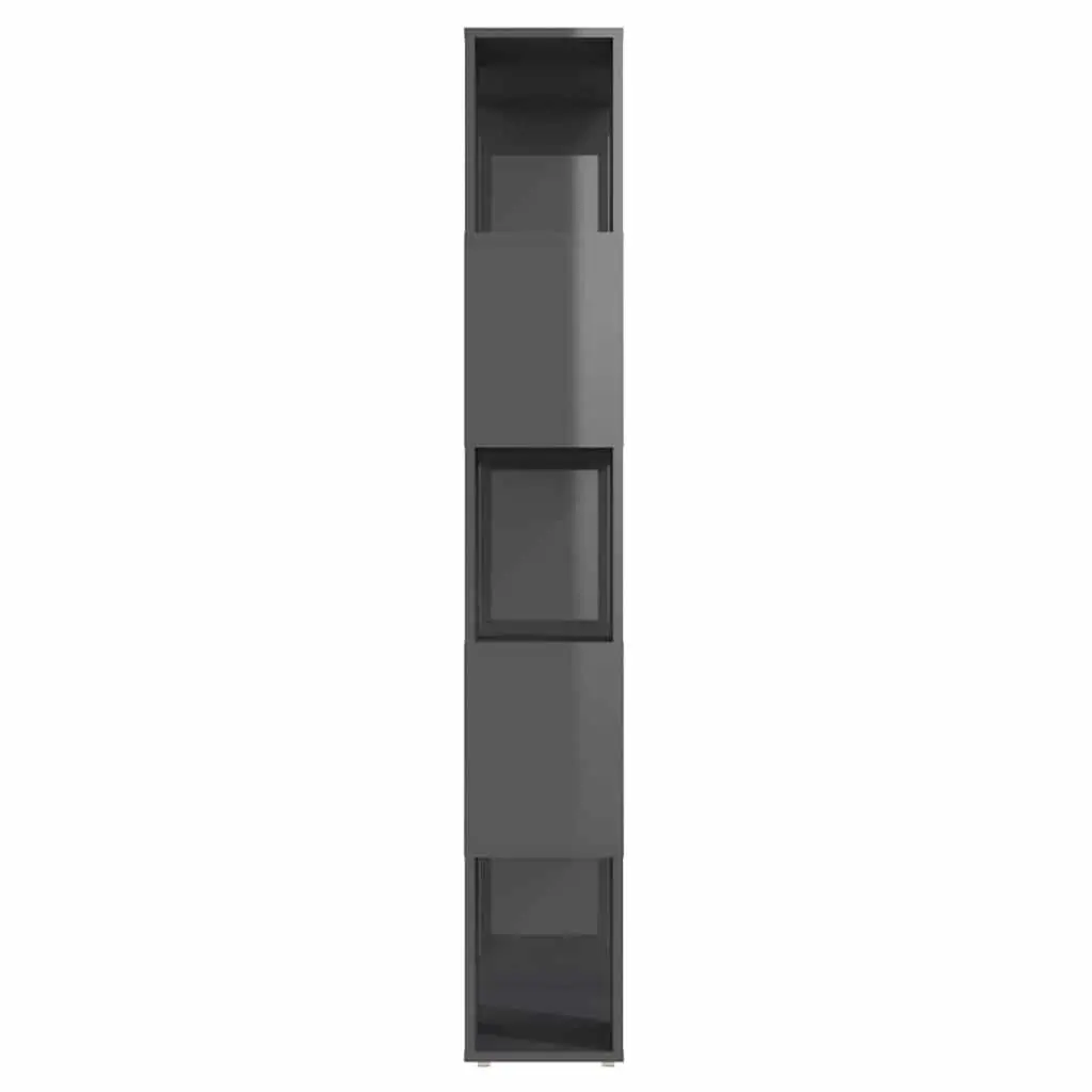 Book Cabinet Engineered Wood 60W x 24D x 155H cm High Gloss Grey