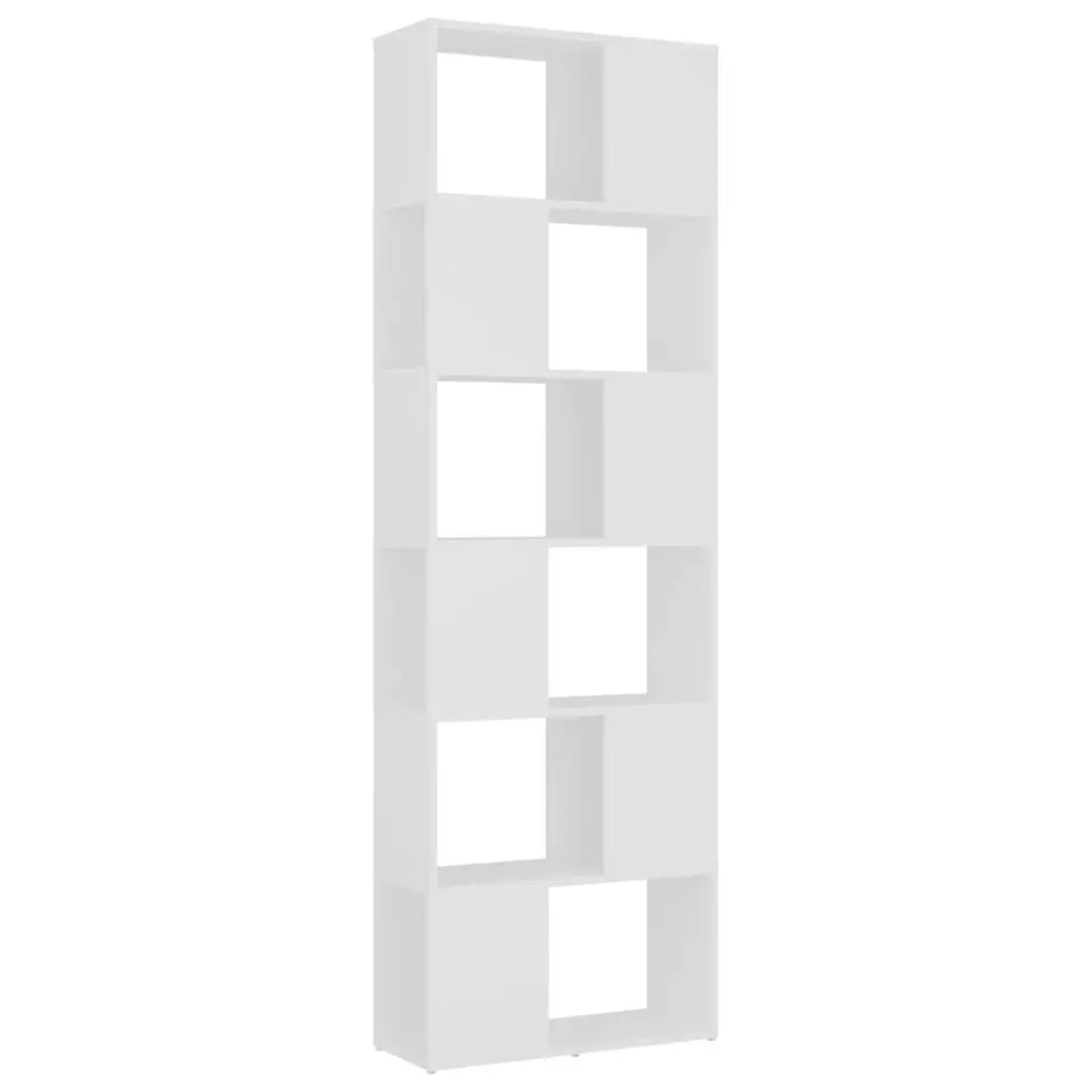 Book Cabinet Room Divider White Storage Shelf 6 Compartments Organiser Unit