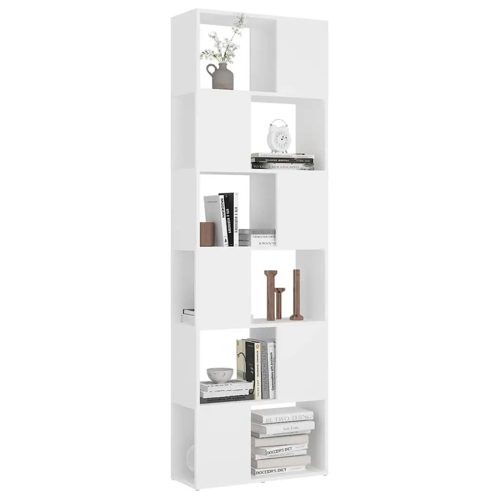 Book Cabinet Room Divider White Storage Shelf 6 Compartments Organiser Unit