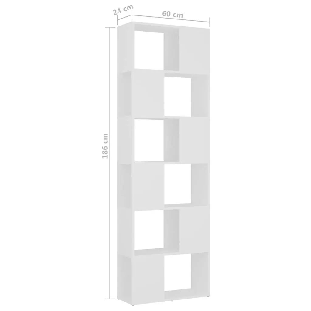 Book Cabinet Room Divider White Storage Shelf 6 Compartments Organiser Unit