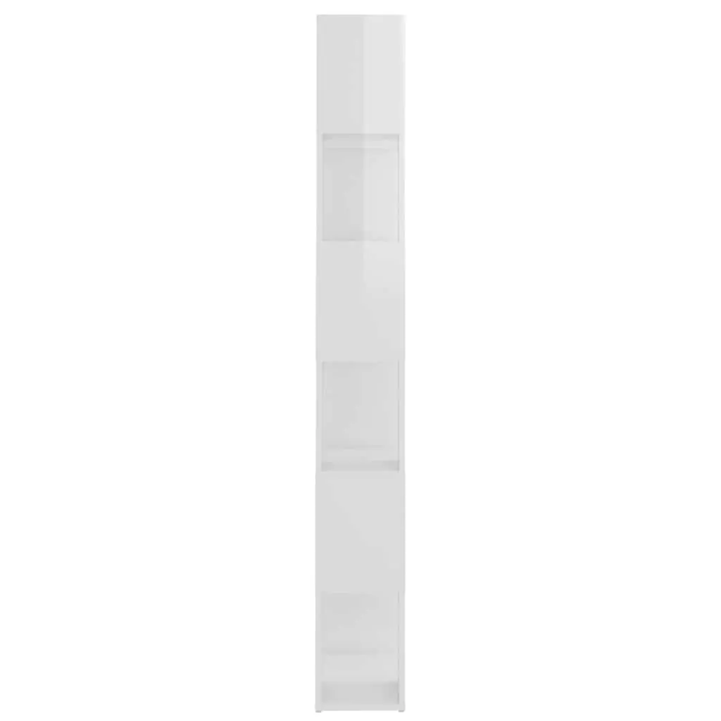 White High Gloss Book Cabinet with 6 Spacious Shelves