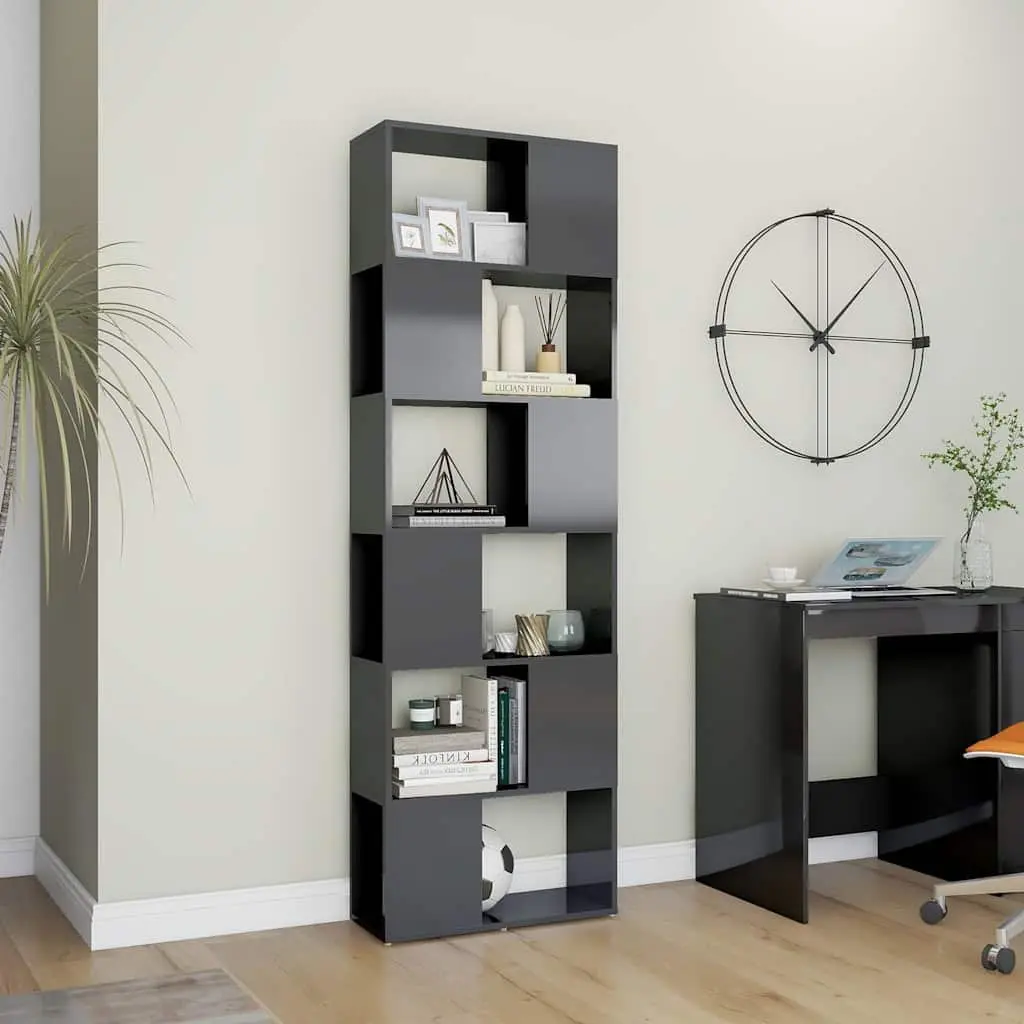6 Compartment Grey Book Cabinet Room Divider