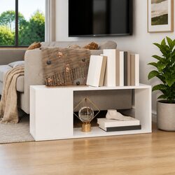 Durable Open Shelf White TV Cabinet for Home Entertainment