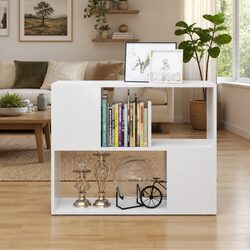 Durable White TV Cabinet with Open Compartment Storage