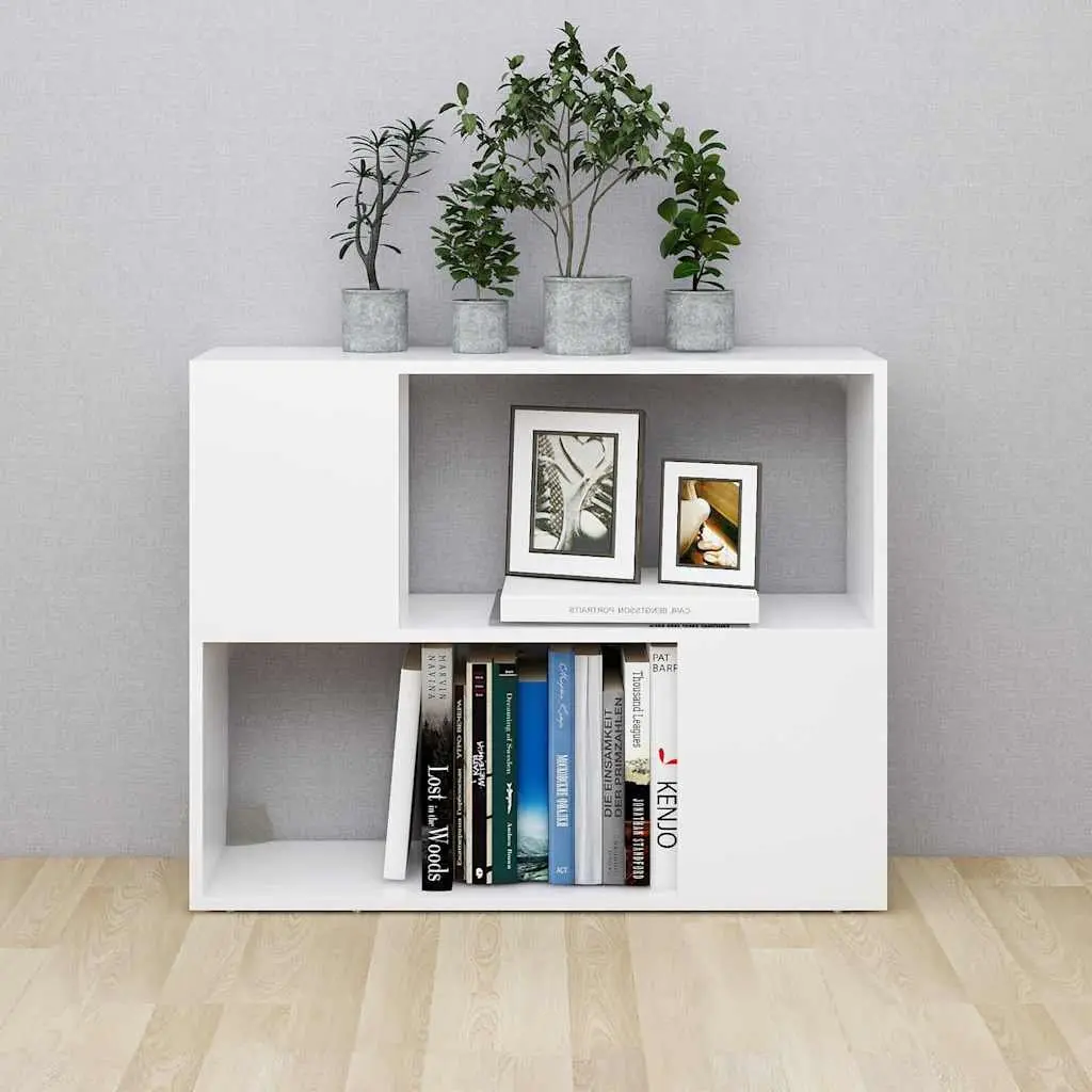 White TV Cabinet with Open Compartment Storage
