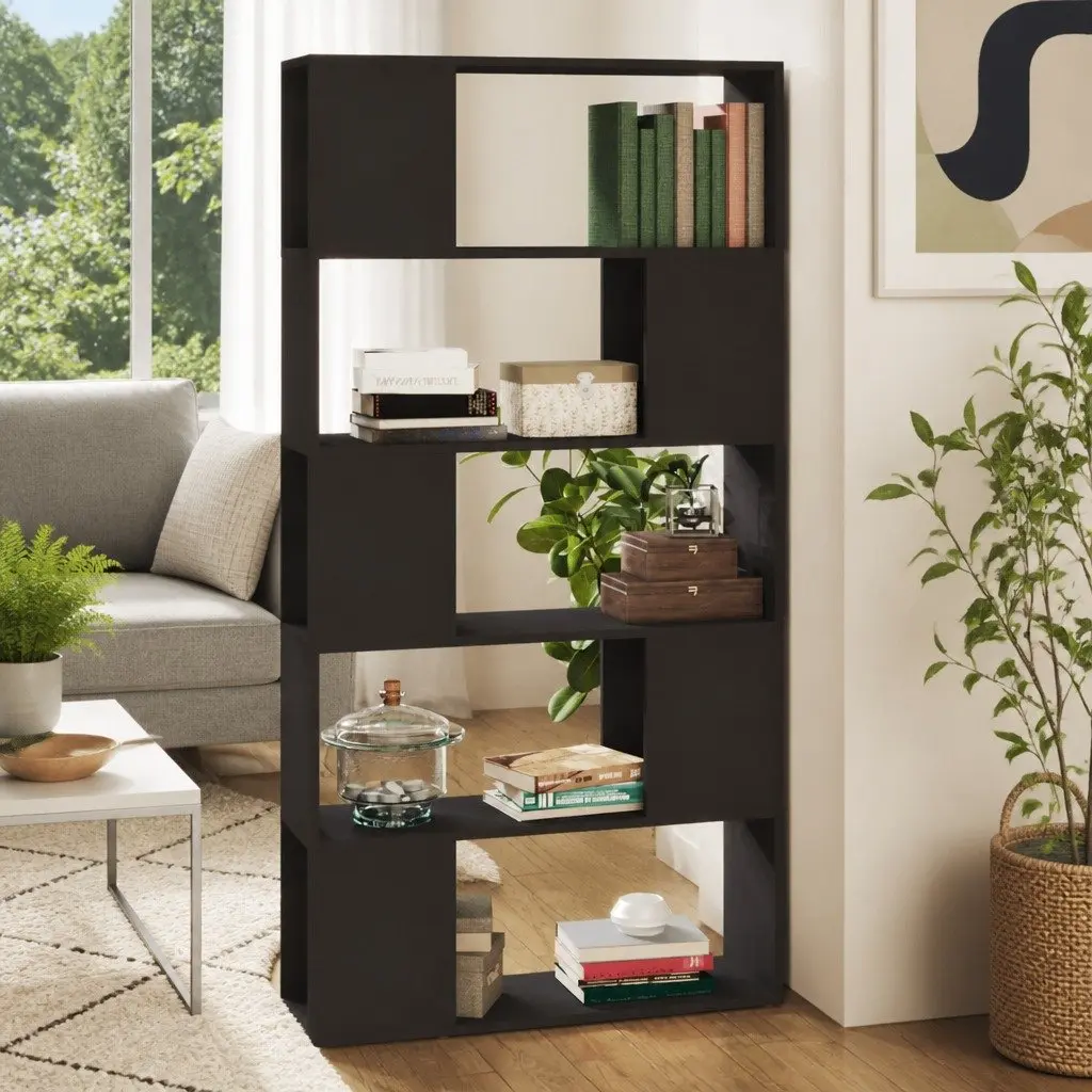 Book Cabinet Engineered Wood 80x24x155cm Grey Room Divider Storage Shelf
