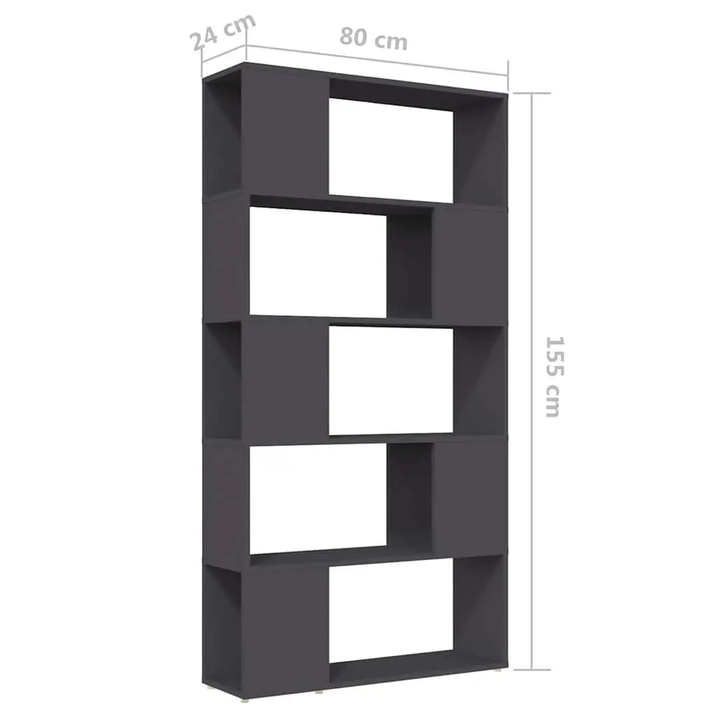 Book Cabinet Engineered Wood 80x24x155cm Grey Room Divider Storage Shelf