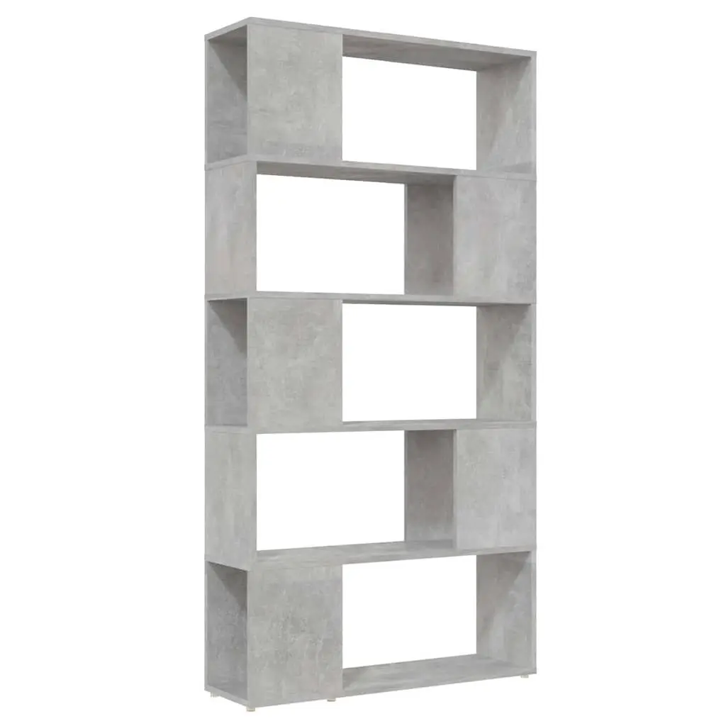 Book Cabinet Engineered Wood 80W x 24D x 155H cm Concrete Grey Room Divider Shelving Unit Storage