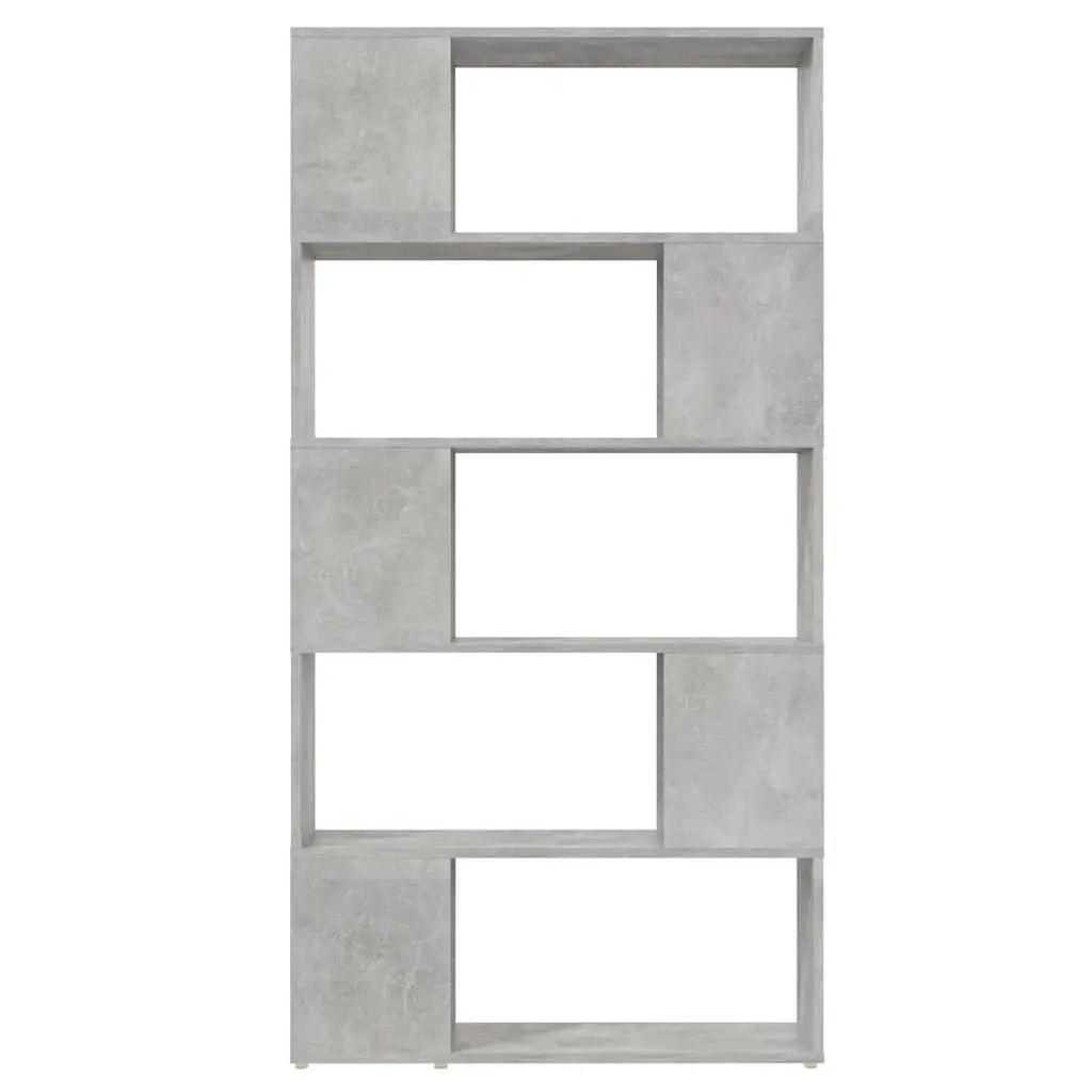 Book Cabinet Engineered Wood 80W x 24D x 155H cm Concrete Grey Room Divider Shelving Unit Storage