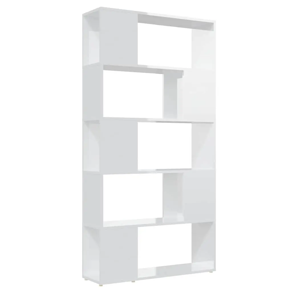 White Book Cabinet Room Divider with 5 Compartments