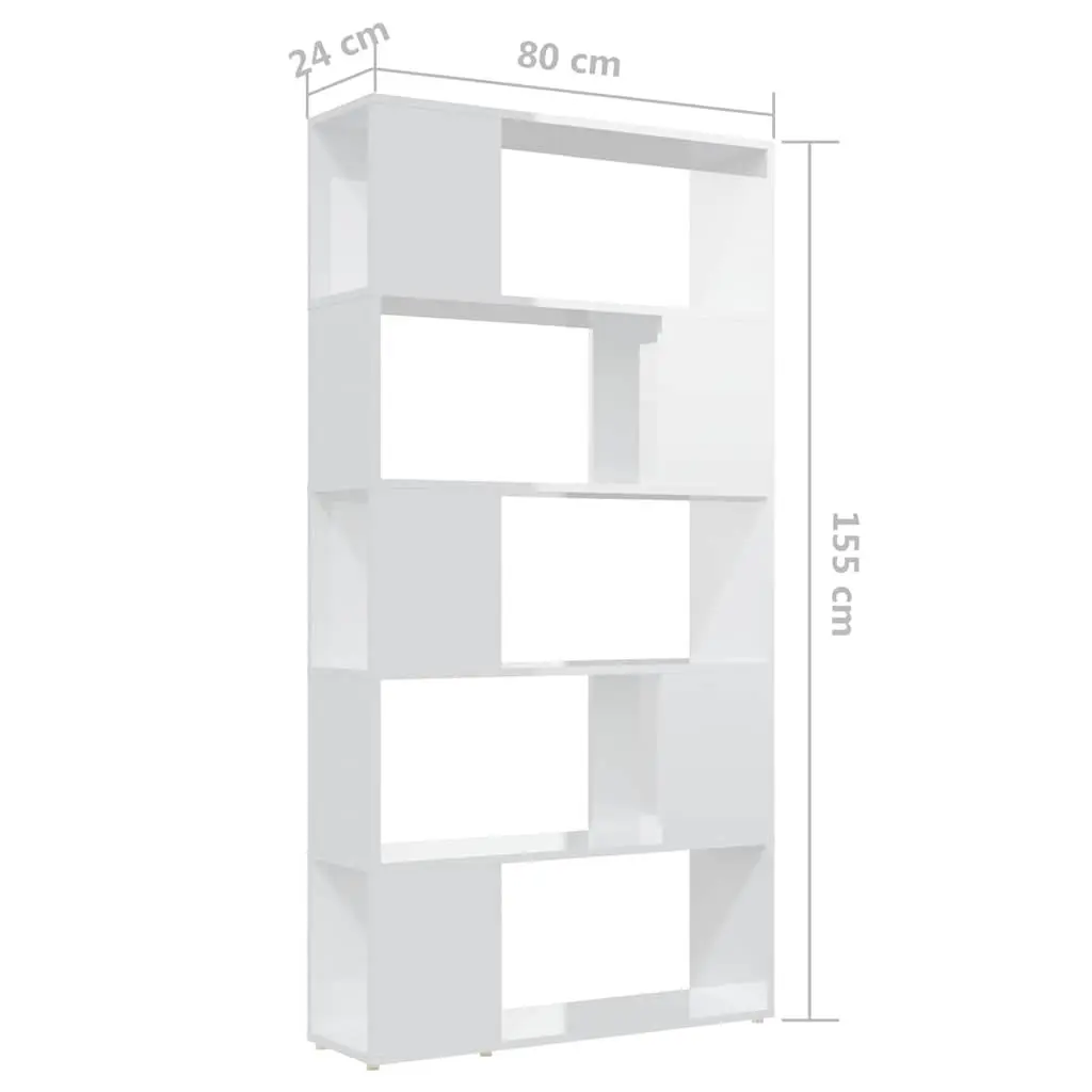White Book Cabinet Room Divider with 5 Compartments