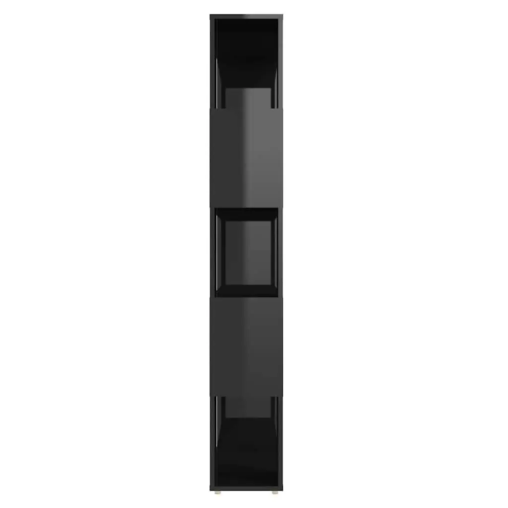 Black High Gloss Book Cabinet with 5 Compartments