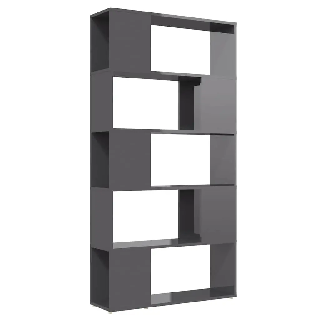 Bookcase Engineered Wood 80x24x155cm High Gloss Grey Room Divider