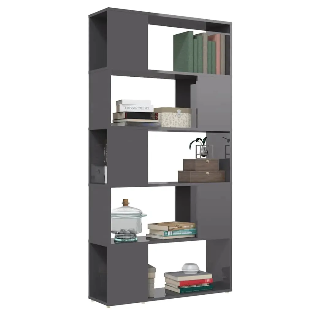 Bookcase Engineered Wood 80x24x155cm High Gloss Grey Room Divider
