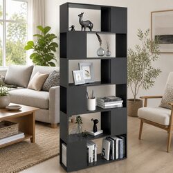 Book Cabinet Room Divider Grey 80x24x186cm Storage Shelf Compartments