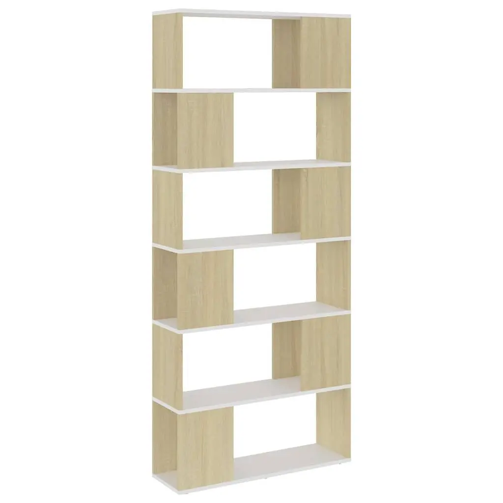 Beige Book Cabinet Room Divider with 6 Compartments