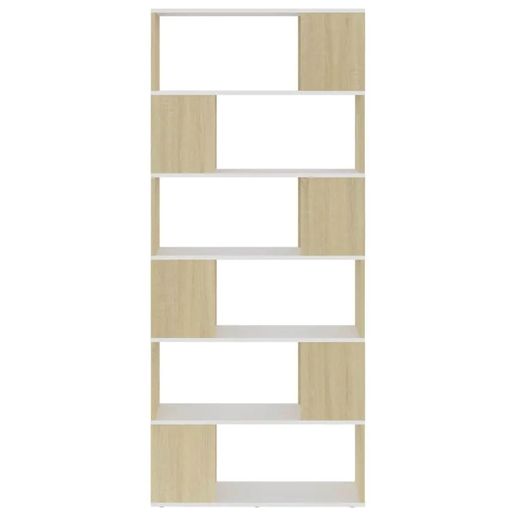 Beige Book Cabinet Room Divider with 6 Compartments