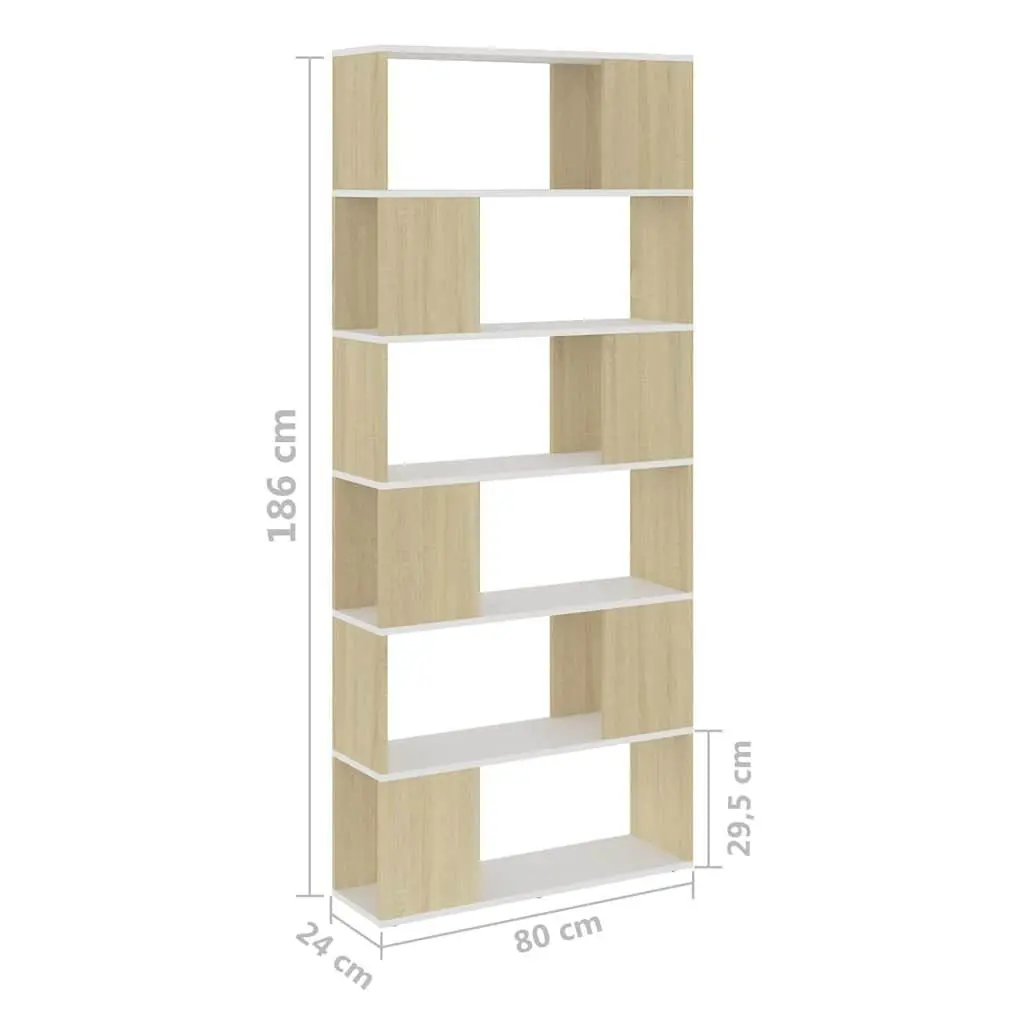 Beige Book Cabinet Room Divider with 6 Compartments