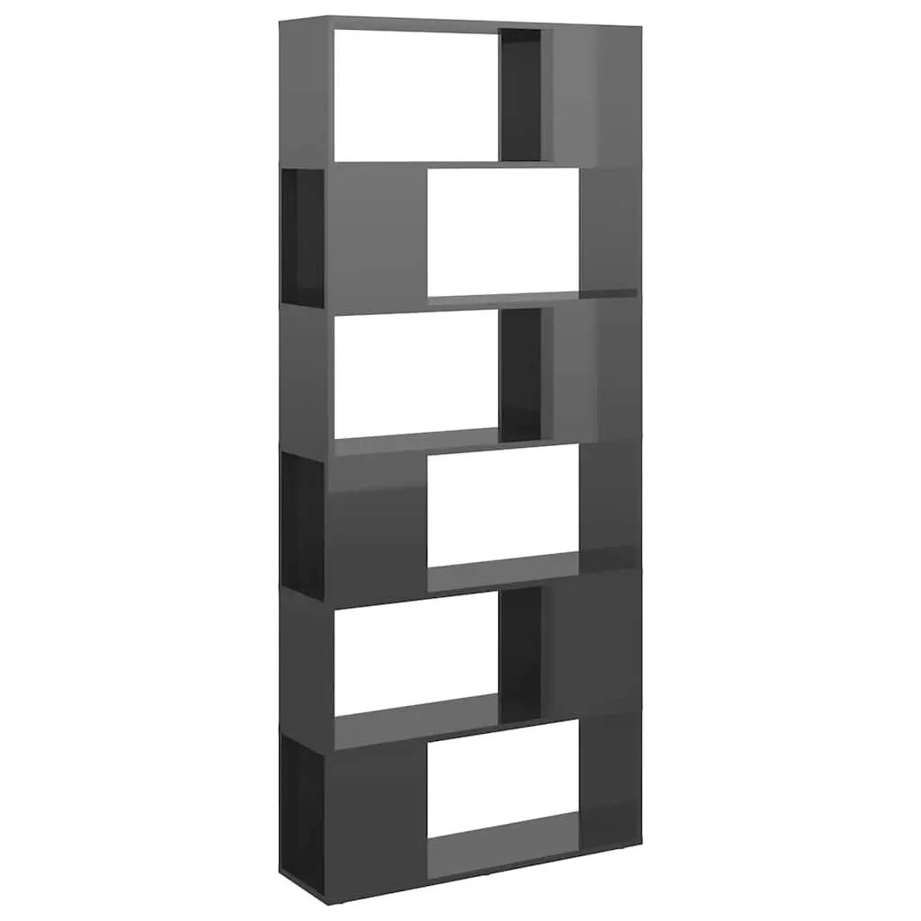 Grey Book Cabinet Room Divider with 6 Compartments