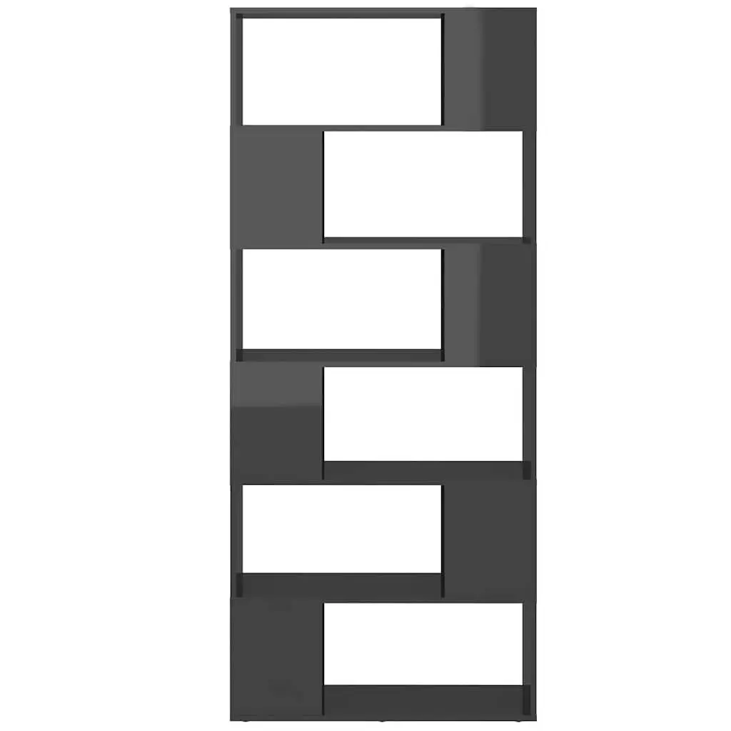 Grey Book Cabinet Room Divider with 6 Compartments