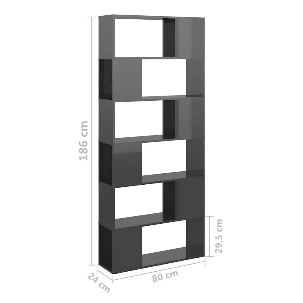 Grey Book Cabinet Room Divider with 6 Compartments