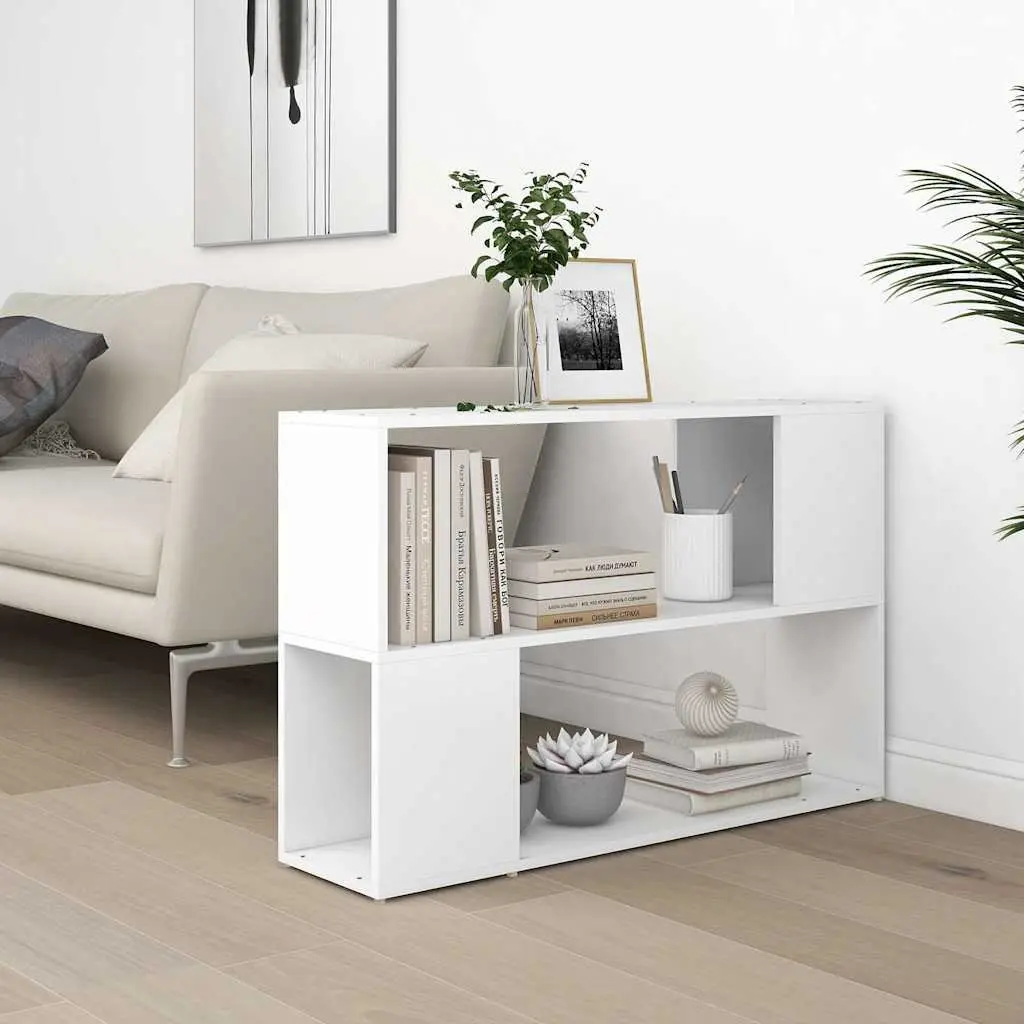 White Engineered Wood Book Cabinet with Shelves