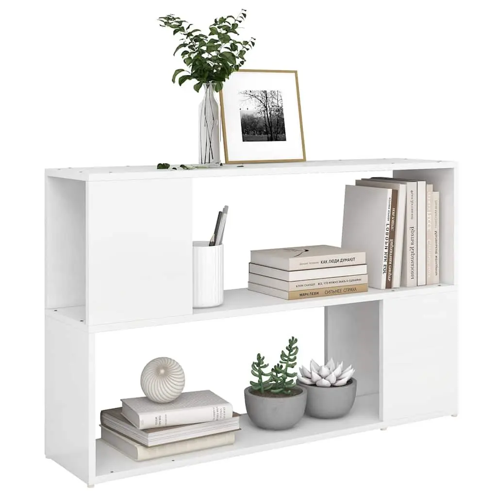White Engineered Wood Book Cabinet with Shelves