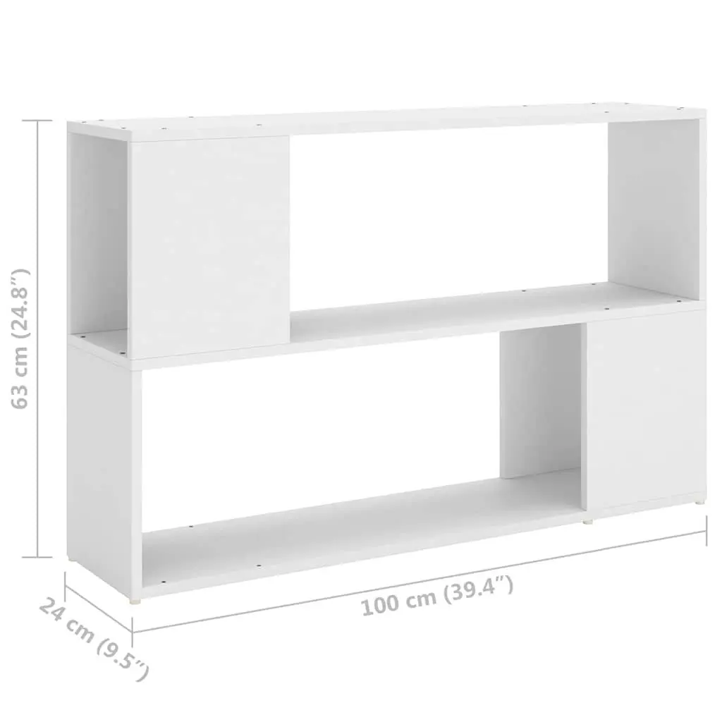 White Engineered Wood Book Cabinet with Shelves