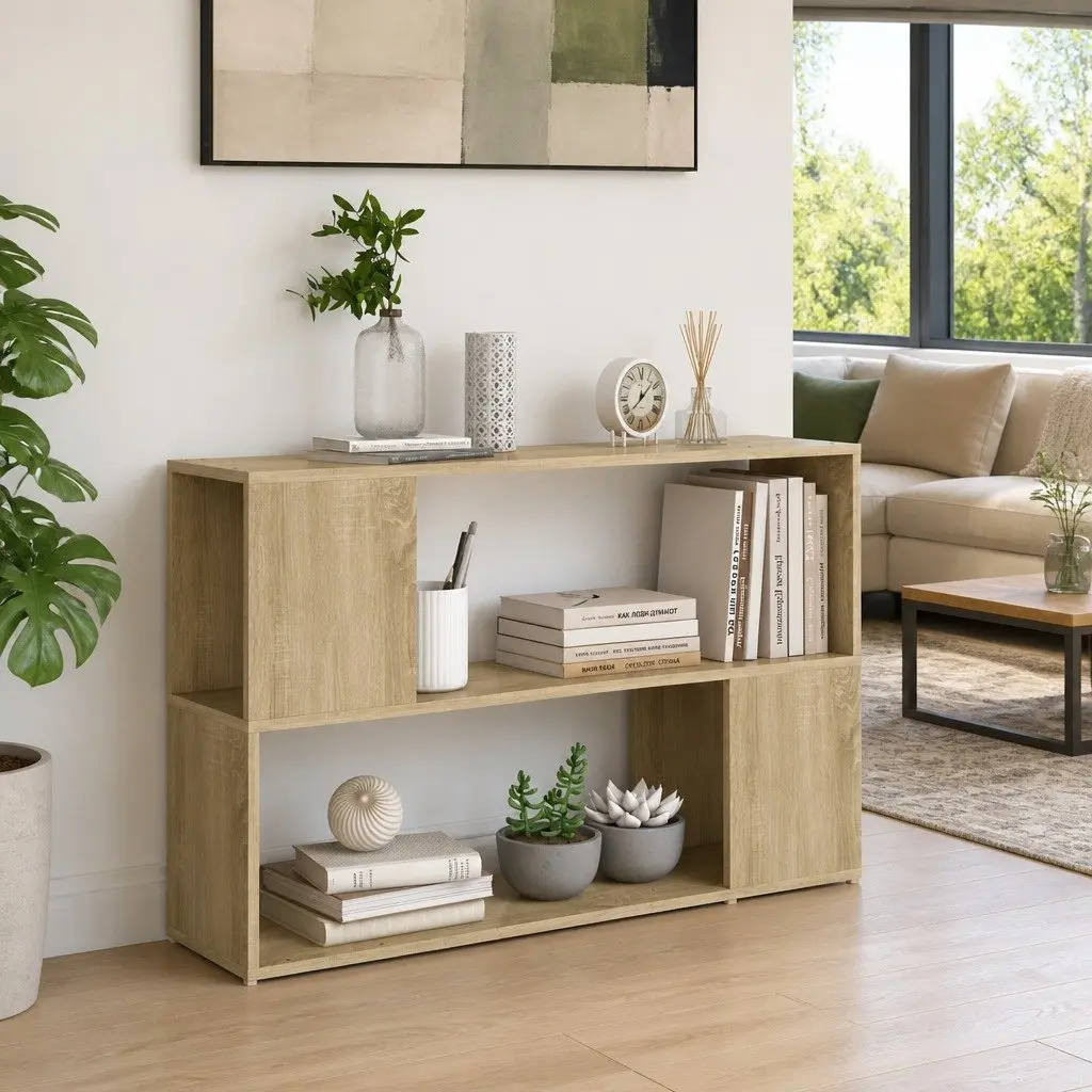 Sonoma Oak Open Shelving Book Cabinet Storage Unit