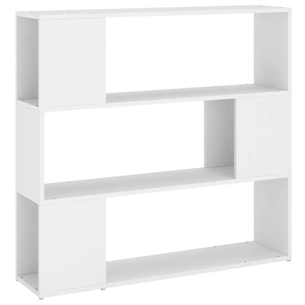 White Room Divider Bookshelf with 3 Compartments
