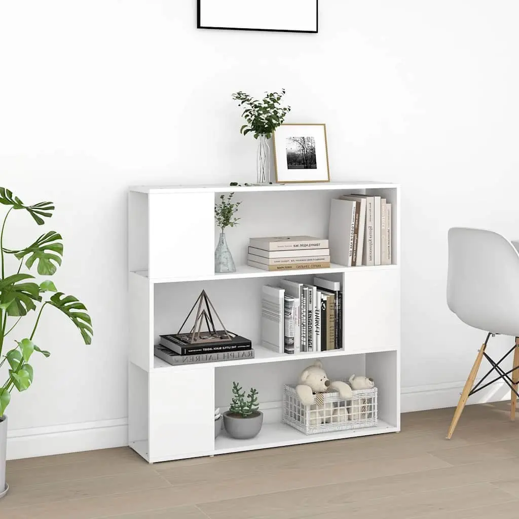 White Room Divider Bookshelf with 3 Compartments